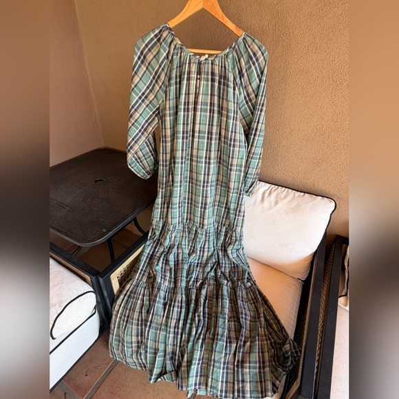 NWT MIRTH Ostuni Ocean Plaid Cotton Handloomed w/ Pockets Maxi Dress - Picture 6 of 8